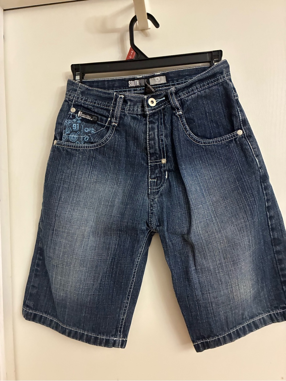 South Pole Men’s Washed Blue Denim Jean Shorts